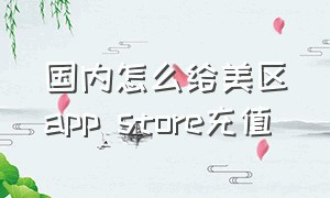 国内怎么给美区app store充值