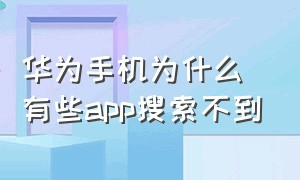 华为手机为什么有些app搜索不到