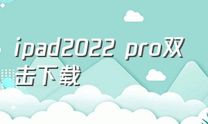 ipad2022 pro双击下载
