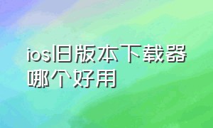 ios旧版本下载器哪个好用（ios旧版本下载器哪个好用点）