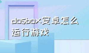 dosbox安卓怎么运行游戏