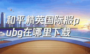 和平精英国际服pubg在哪里下载