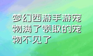 梦幻西游手游宠物满了领取的宠物不见了