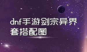 dnf手游剑宗异界套搭配图（dnf手游剑宗异界套搭配图最新）