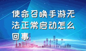 使命召唤手游无法正常启动怎么回事