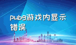 pubg游戏内显示错误