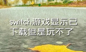 switch游戏显示已下载但是玩不了（switch游戏下载完为什么运行不了）