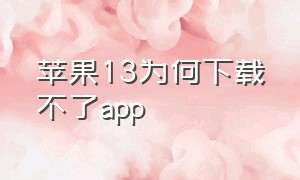 苹果13为何下载不了app（苹果13不能下载app怎么解决）