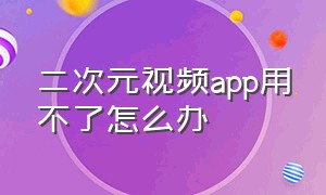 二次元视频app用不了怎么办