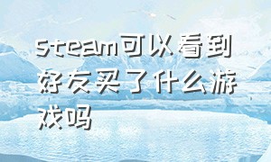 steam可以看到好友买了什么游戏吗