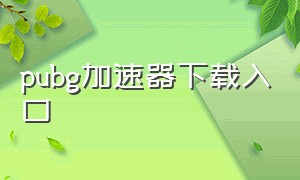 pubg加速器下载入口