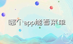 哪个app能看菜单（哪个app看房价比较准确）