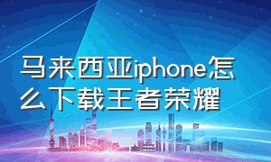 马来西亚iphone怎么下载王者荣耀