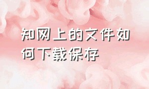 知网上的文件如何下载保存（知网上的文章怎么下载到桌面）