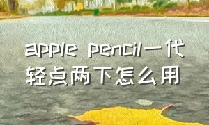 apple pencil一代轻点两下怎么用（apple pencil一代双击怎么没反应）