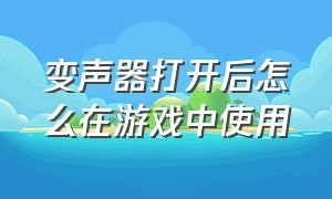 变声器打开后怎么在游戏中使用