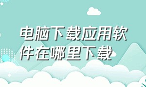 电脑下载应用软件在哪里下载（台式电脑下载应用软件到哪下载好）