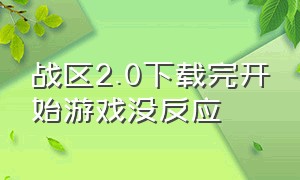 战区2.0下载完开始游戏没反应