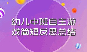 幼儿中班自主游戏简短反思总结