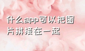 什么app可以把图片拼接在一起