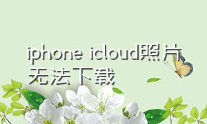 iphone icloud照片无法下载（苹果的icloud储存的照片怎么下载）