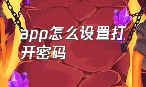 app怎么设置打开密码