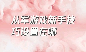 从军游戏新手技巧设置在哪