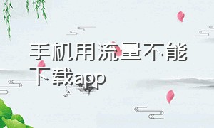 手机用流量不能下载app