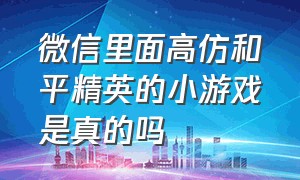 微信里面高仿和平精英的小游戏是真的吗（微信里面高仿和平精英的小游戏是真的吗安全吗）