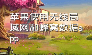 苹果使用无线局域网和蜂窝数据app