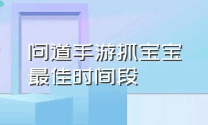 问道手游抓宝宝最佳时间段