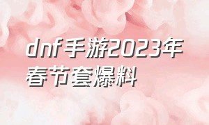 dnf手游2023年春节套爆料（dnf手游年套2024春节礼包多少钱）