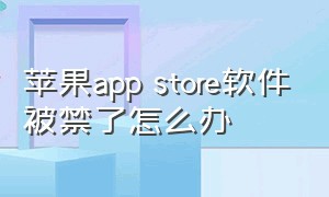 苹果app store软件被禁了怎么办