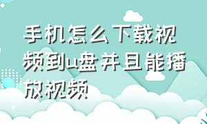 手机怎么下载视频到u盘并且能播放视频（手机直接下载视频到u盘的方法）