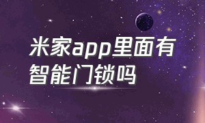 米家app里面有智能门锁吗