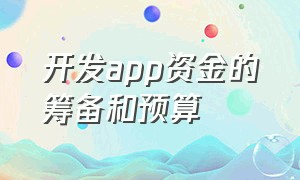 开发app资金的筹备和预算