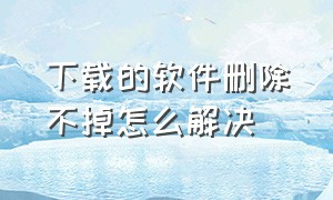 下载的软件删除不掉怎么解决