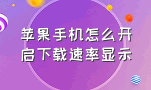 苹果手机怎么开启下载速率显示