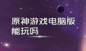 原神游戏电脑版能玩吗