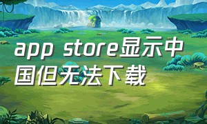 app store显示中国但无法下载