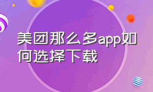 美团那么多app如何选择下载（美团那么多app如何选择下载时间）