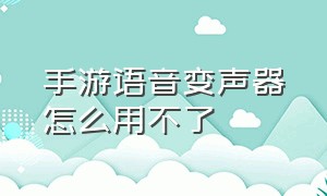 手游语音变声器怎么用不了