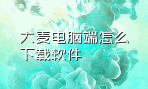 大麦电脑端怎么下载软件（如何在电脑端下载大麦app）