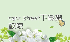 carx street下载要权限（carx street 下载 最详细教程）