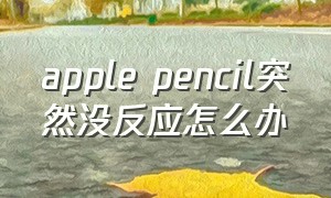 apple pencil突然没反应怎么办
