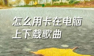 怎么用卡在电脑上下载歌曲（怎么在电脑上下载歌曲免费）