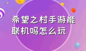 希望之村手游能联机吗怎么玩