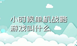 小时候单机战略游戏叫什么（小时候单机战略游戏叫什么游戏）