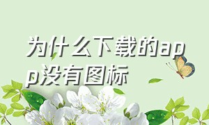 为什么下载的app没有图标