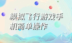 模拟飞行游戏手机简单操作（安卓手机模拟飞行游戏在哪里下载）